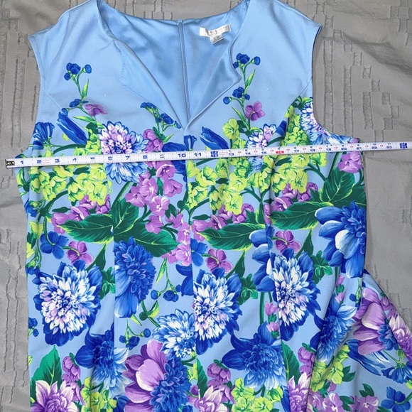 London Times Woman Dress sz18w Blue sleeveless Floral Cottagecore Romantic - Picture 4 of 7